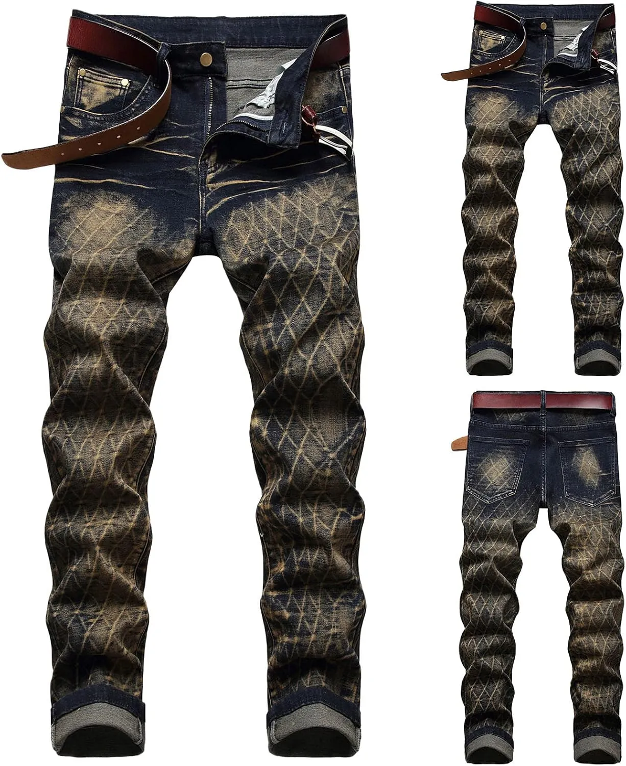 XUETON Mens Denim Pants Skinny Slim Fashion Streetwear Destroyed Distressed Straight Hip Hop Biker Stretchy Jeans