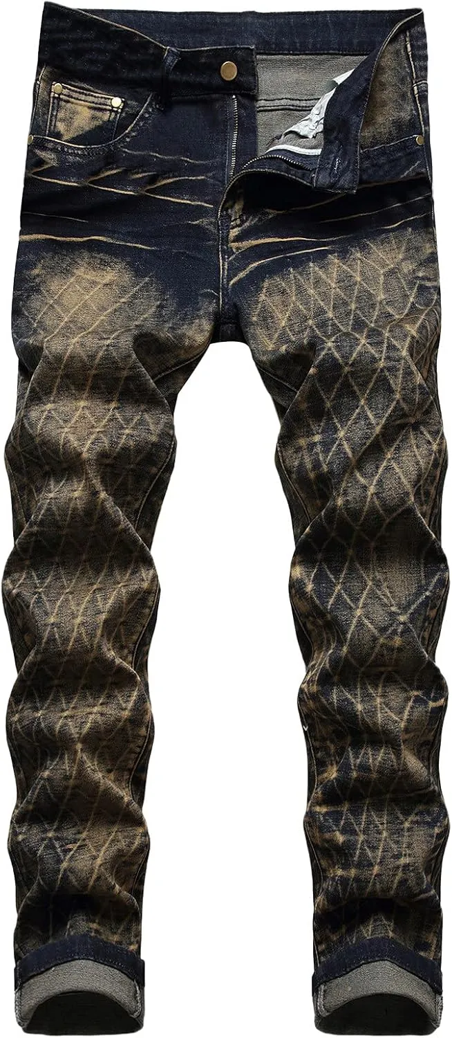 XUETON Mens Denim Pants Skinny Slim Fashion Streetwear Destroyed Distressed Straight Hip Hop Biker Stretchy Jeans