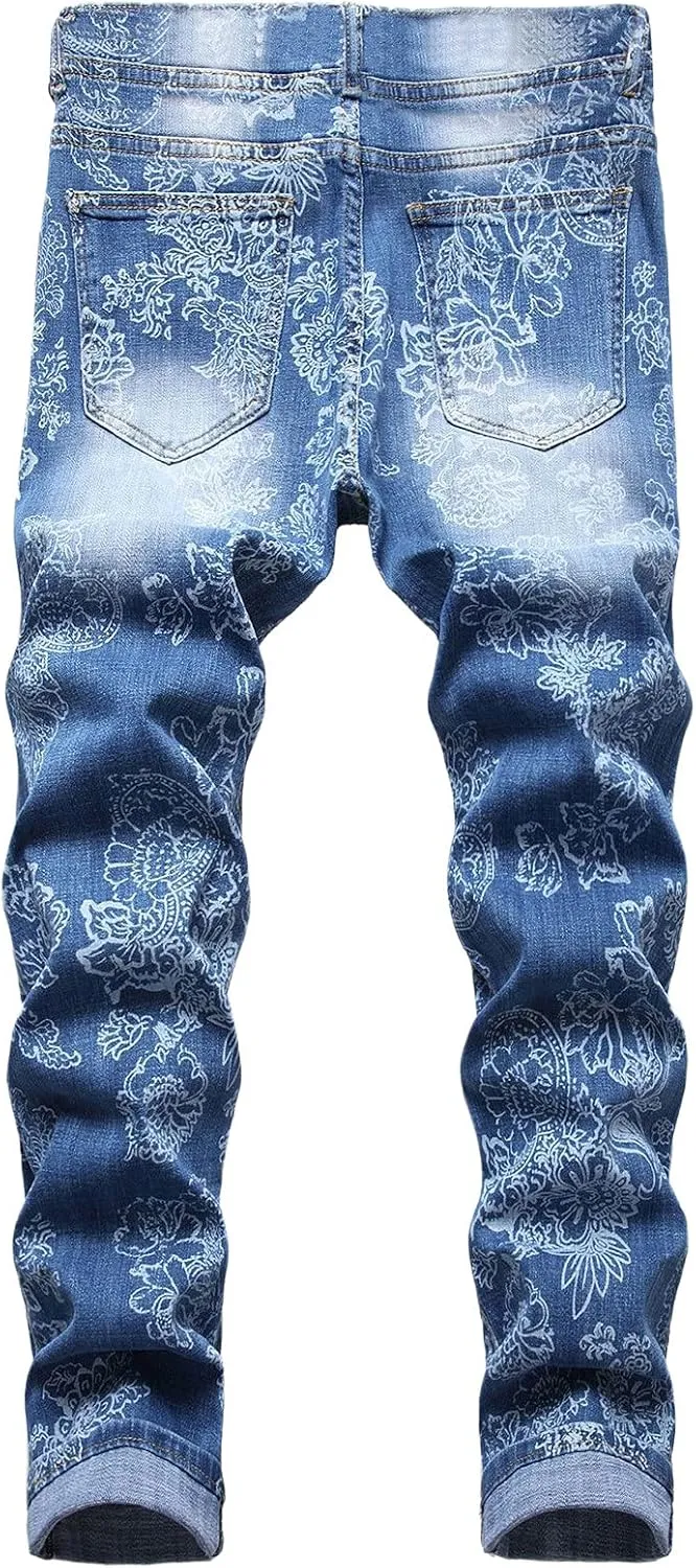 XUETON Mens Denim Pants Skinny Slim Fashion Streetwear Destroyed Distressed Straight Hip Hop Biker Stretchy Jeans