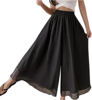 yardsong Palazzo Pants for Women Dressy Flowy Wide Leg Chiffon Pants Fashion High Waisted Party Wedding Casual Culottes