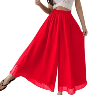yardsong Palazzo Pants for Women Dressy Flowy Wide Leg Chiffon Pants Fashion High Waisted Party Wedding Casual Culottes
