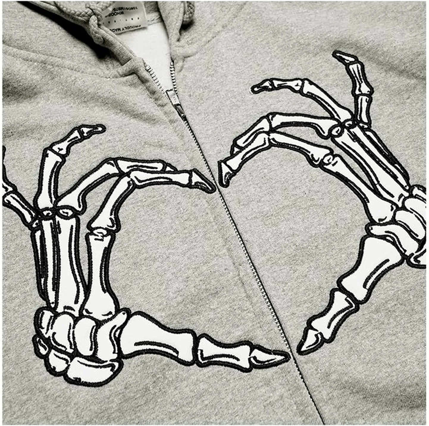 Yuemengxuan Women Man Goth Hoodie Sweatshirts Y2k Aesthetic Zip Up Jacket 90s Long Sleeve Graphic Coat Couple Top Streetwear