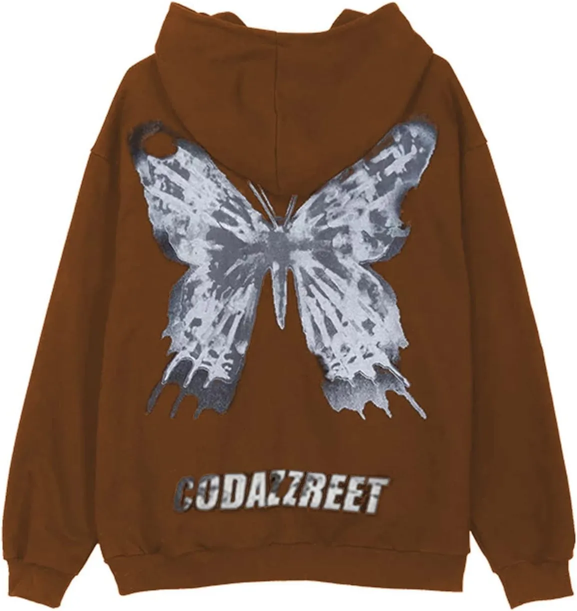 Yuemengxuan Women Man Goth Hoodie Sweatshirts Y2k Aesthetic Zip Up Jacket 90s Long Sleeve Graphic Coat Couple Top Streetwear