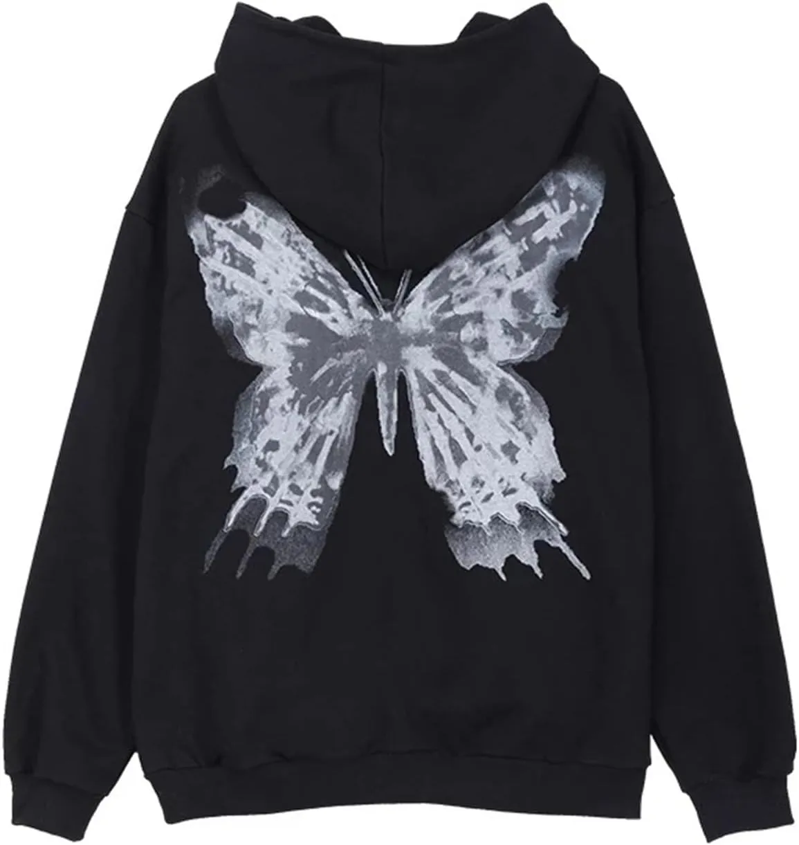 Yuemengxuan Women Man Goth Hoodie Sweatshirts Y2k Aesthetic Zip Up Jacket 90s Long Sleeve Graphic Coat Couple Top Streetwear