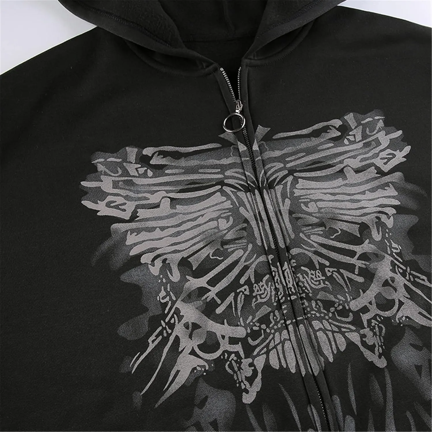 Yuemengxuan Women Man Goth Hoodie Sweatshirts Y2k Aesthetic Zip Up Jacket 90s Long Sleeve Graphic Coat Couple Top Streetwear