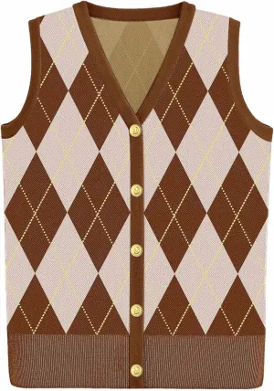 Zeagoo Womens Sweater Vest V Neck Button Down Shirts Trendy Knit Sleeveless Cardigan Top Shirt S-XXL