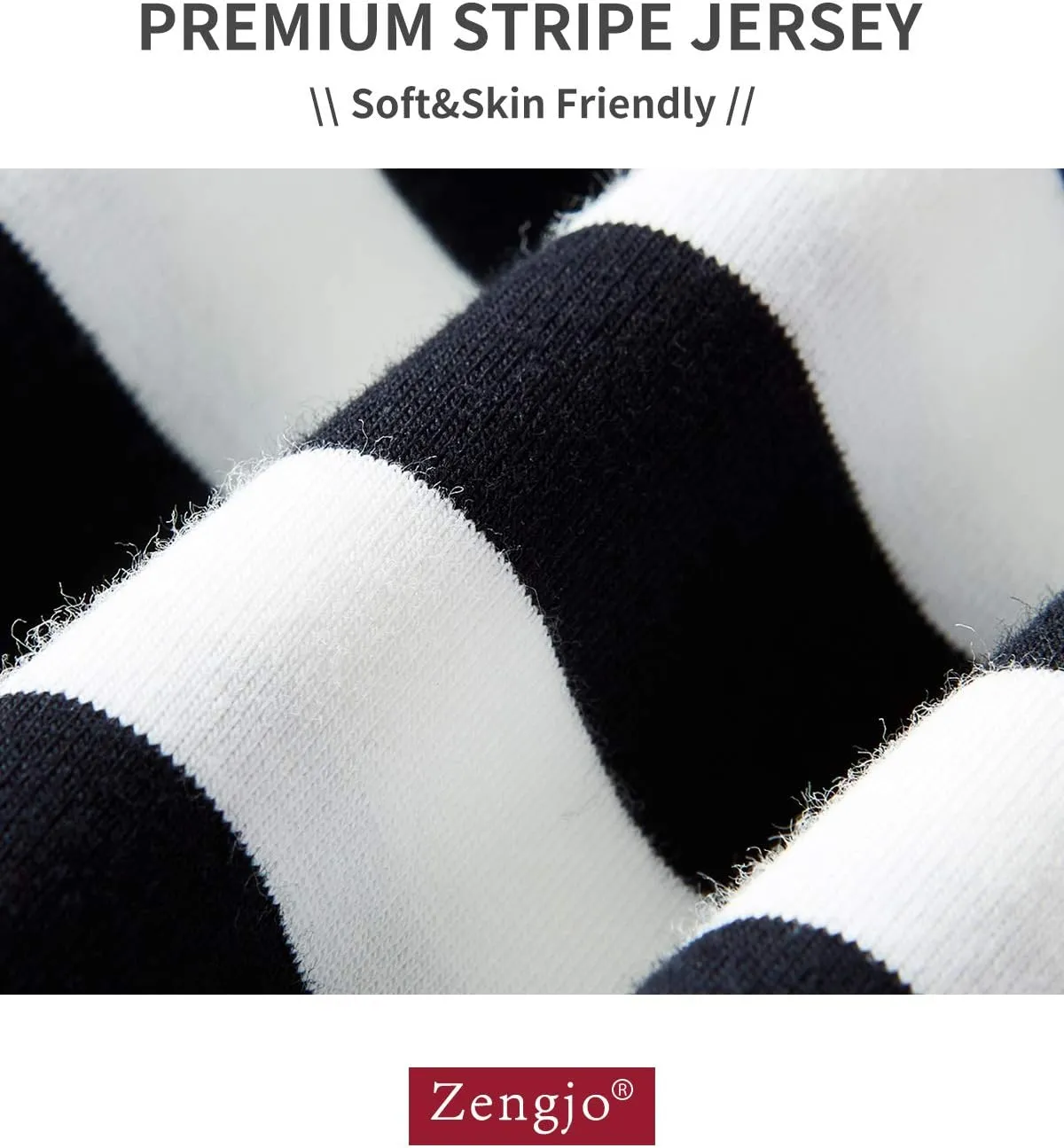 Zengjo Men's Casual Cotton Spandex Striped Crewneck Long-Sleeve T-Shirt Basic Pullover Stripe tee Shirt