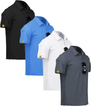 ZITY 4 Pack Mens Polo Shirt Short Sleeve Sports Golf Tennis T-Shirt Athletic Collared Tactical Shirts